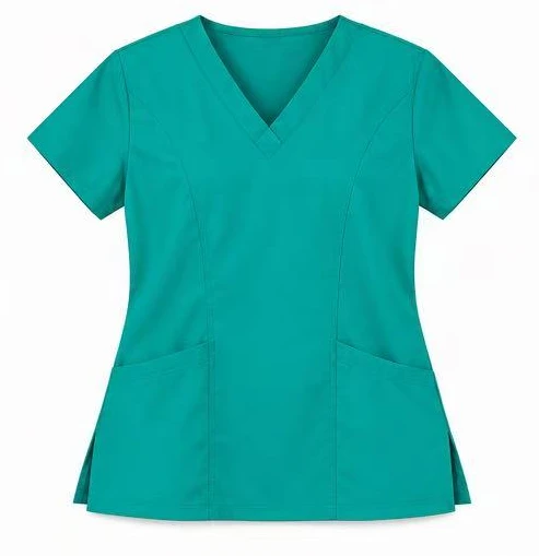 Teal fitted scrub top